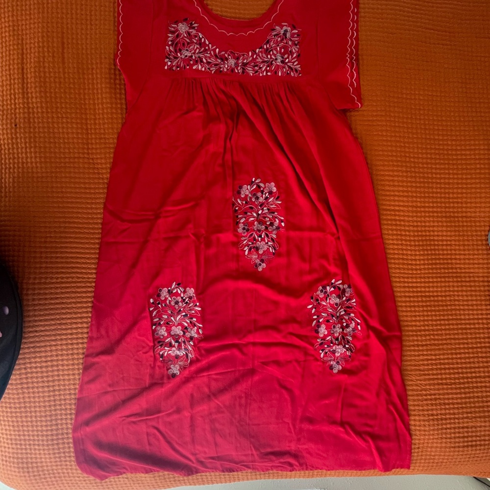 New Large Red Embroidered Dress
